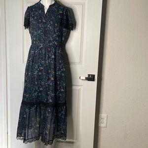 NWT Olaesa Floral Lace Trim Maxi Dress